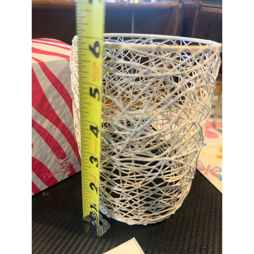 Pink Zebra White Woven Wire Nest Accent Shade with Glass Insert Simmer Pot PZ-12